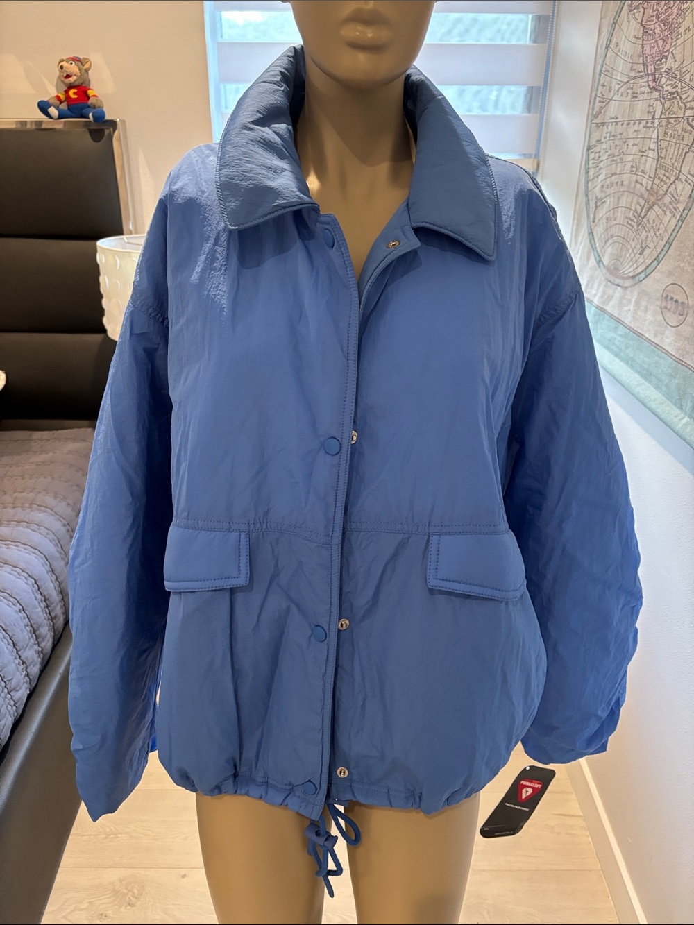 Free People Relaxed Blue Puffer Jacket